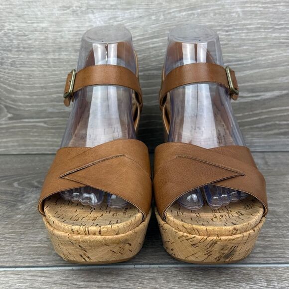 Kork-Ease Myrna 2.0 Women’s Sz 9M Brown Tan Leather Ankle Strap Wedge Sandals - Picture 2 of 12